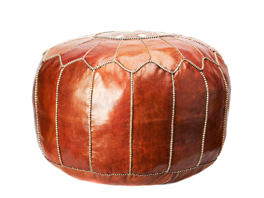 CAMEL LEATHER ROUND PUFF