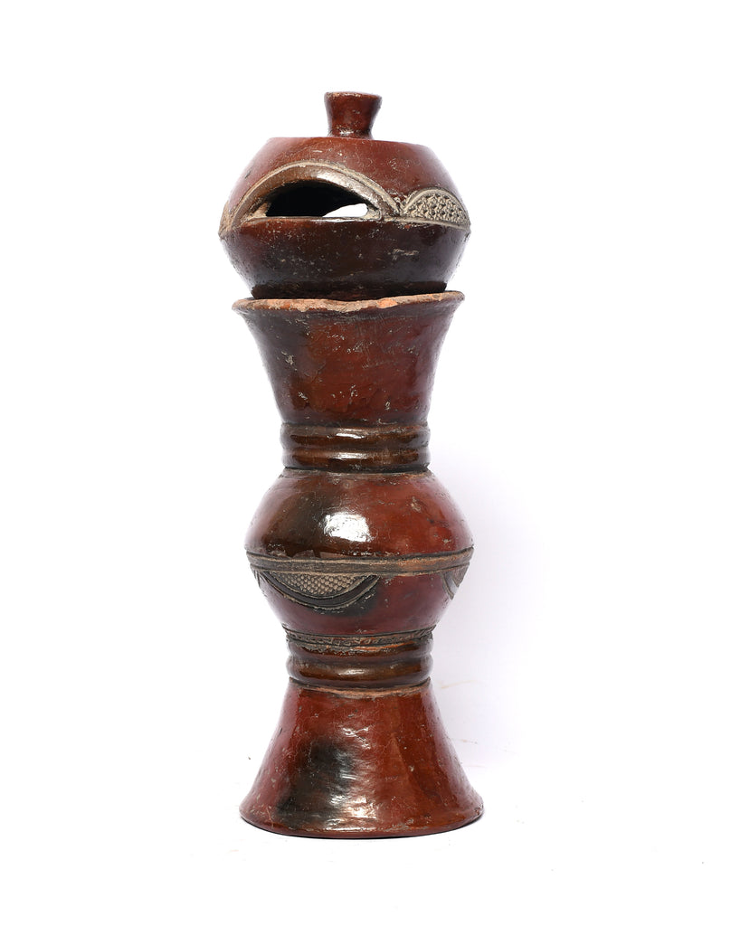 Glazed Clay Vase with Lid