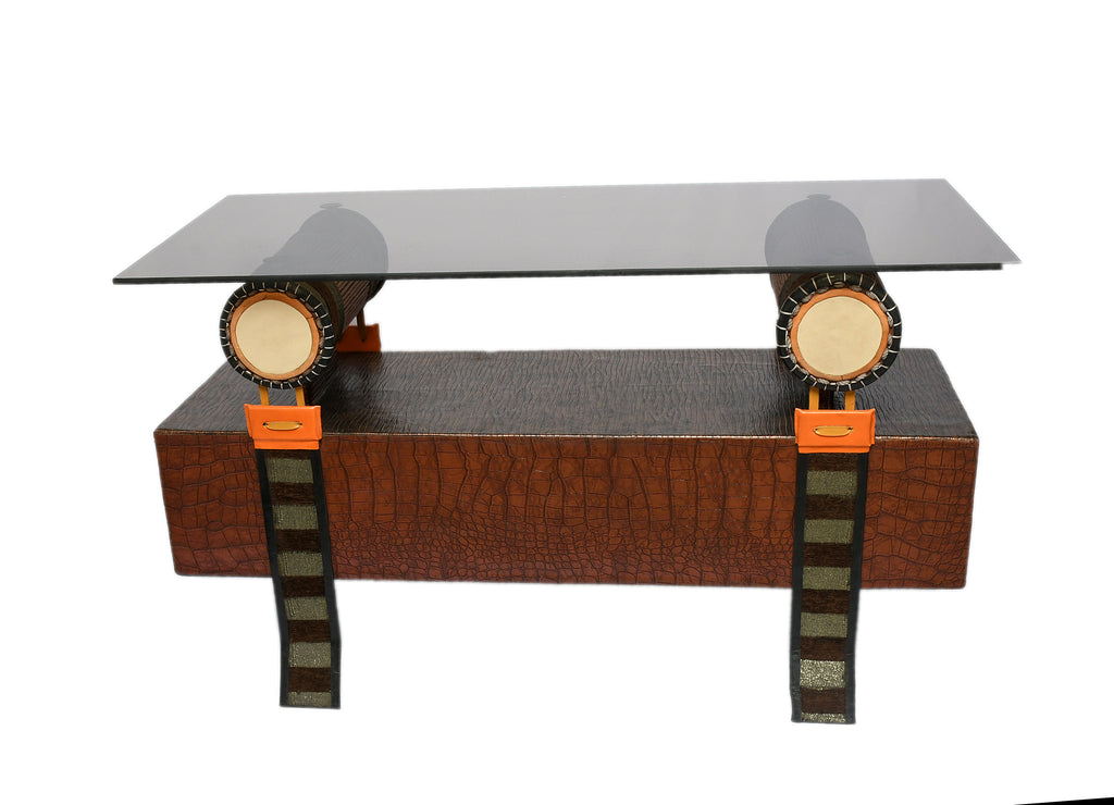 TWO DRUM CONSOLE TABLE
